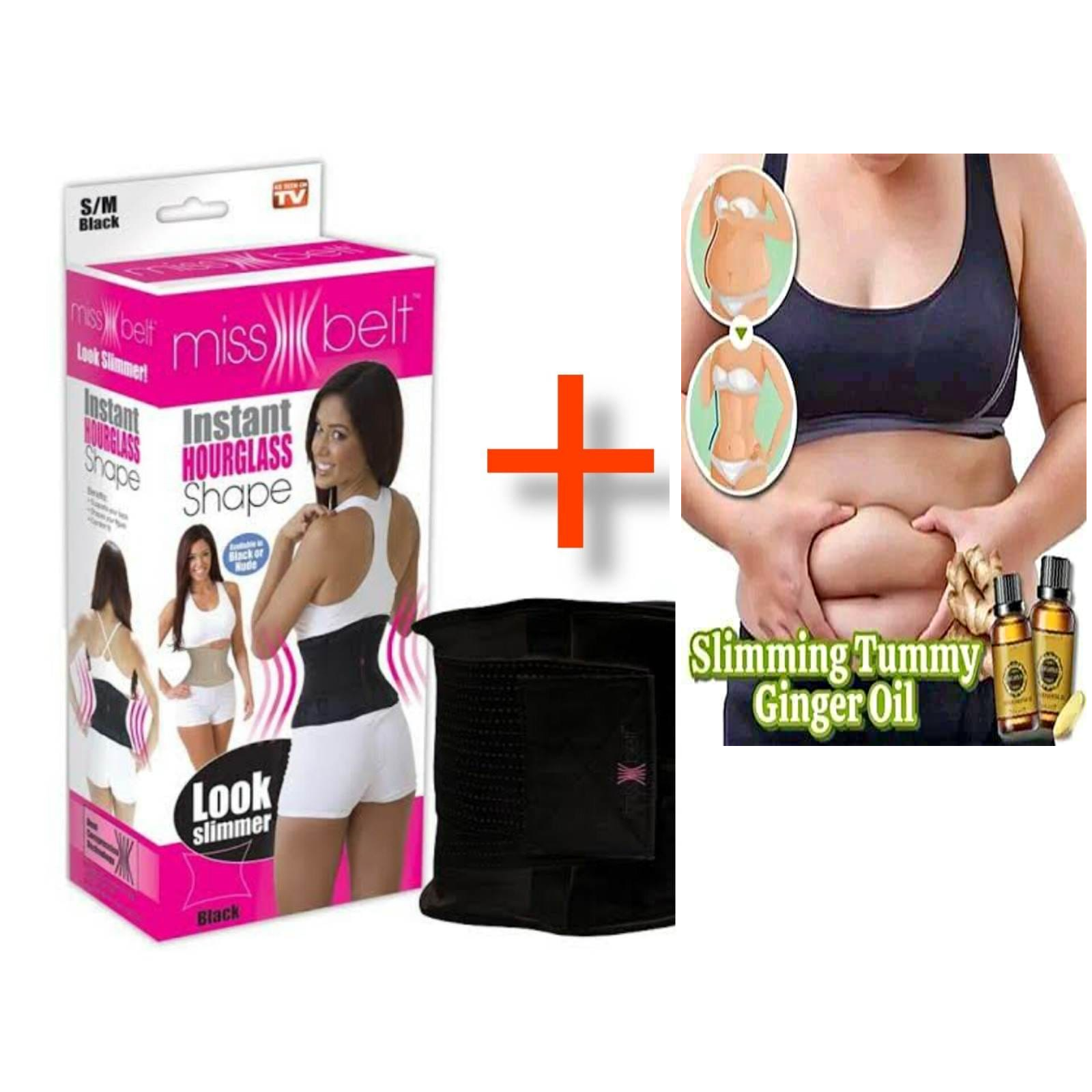 Newest Slimming Belt Miss Waist Belt Instant Hourglass Shape & Ginger Essential Oil-Combo pack