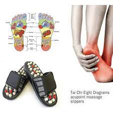 Acupressure Paduka Spring Foot Massage Slippers- Black