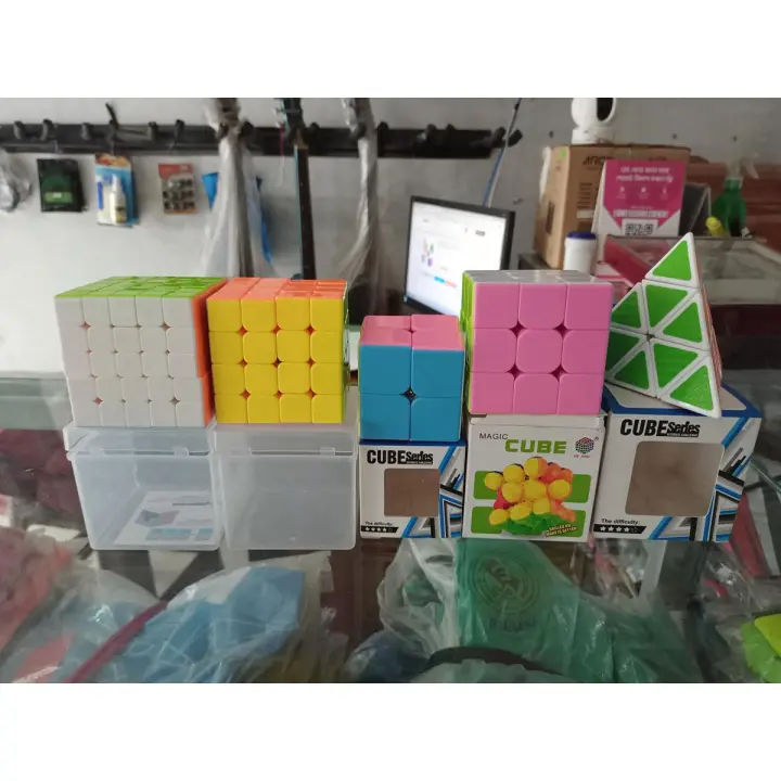 Magic Cube Combo Set of 2x2 3x3 4x4 5X5 & Pyramid Rubiks Cube high Speed sticker less Cube