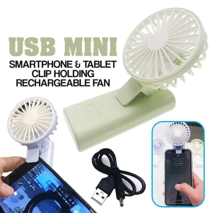 USB Mini Smartphone Tablet Clip Holding Rechargeable Fan