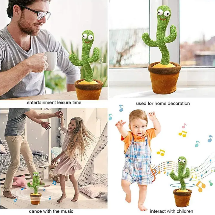 Dancing Singing Cactus Plush Toy Shaking Fun Elementary Education Toy Best Birthday Gift For Home Decoration And Kids Toys To Play With Kids