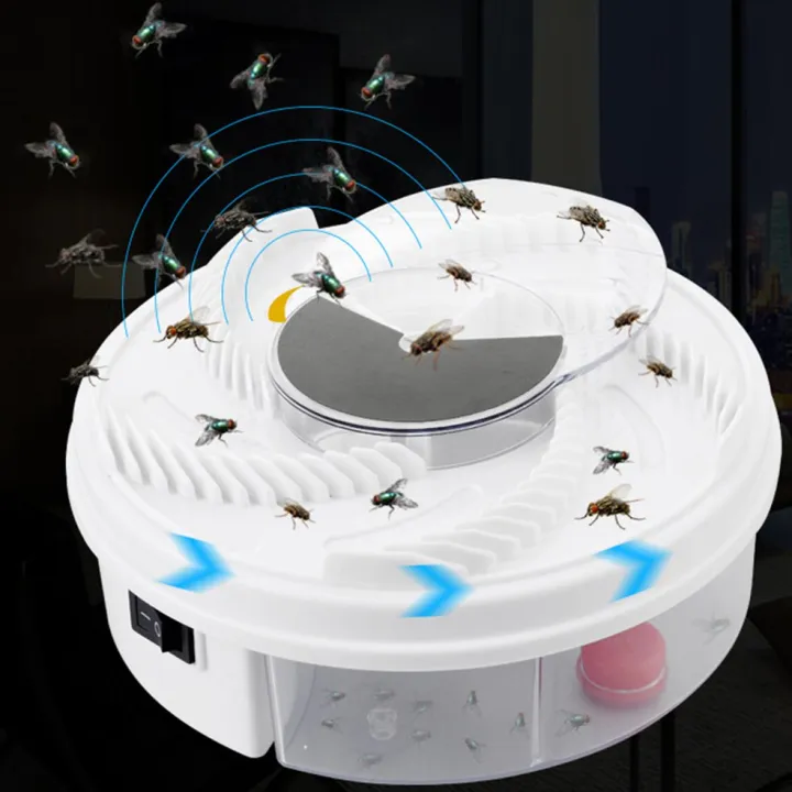 Electric Fly Trap Anti Fly Killer Traps Automatic Flycatcher Device Insect Pest Reject Control Catcher Fly Trap-white